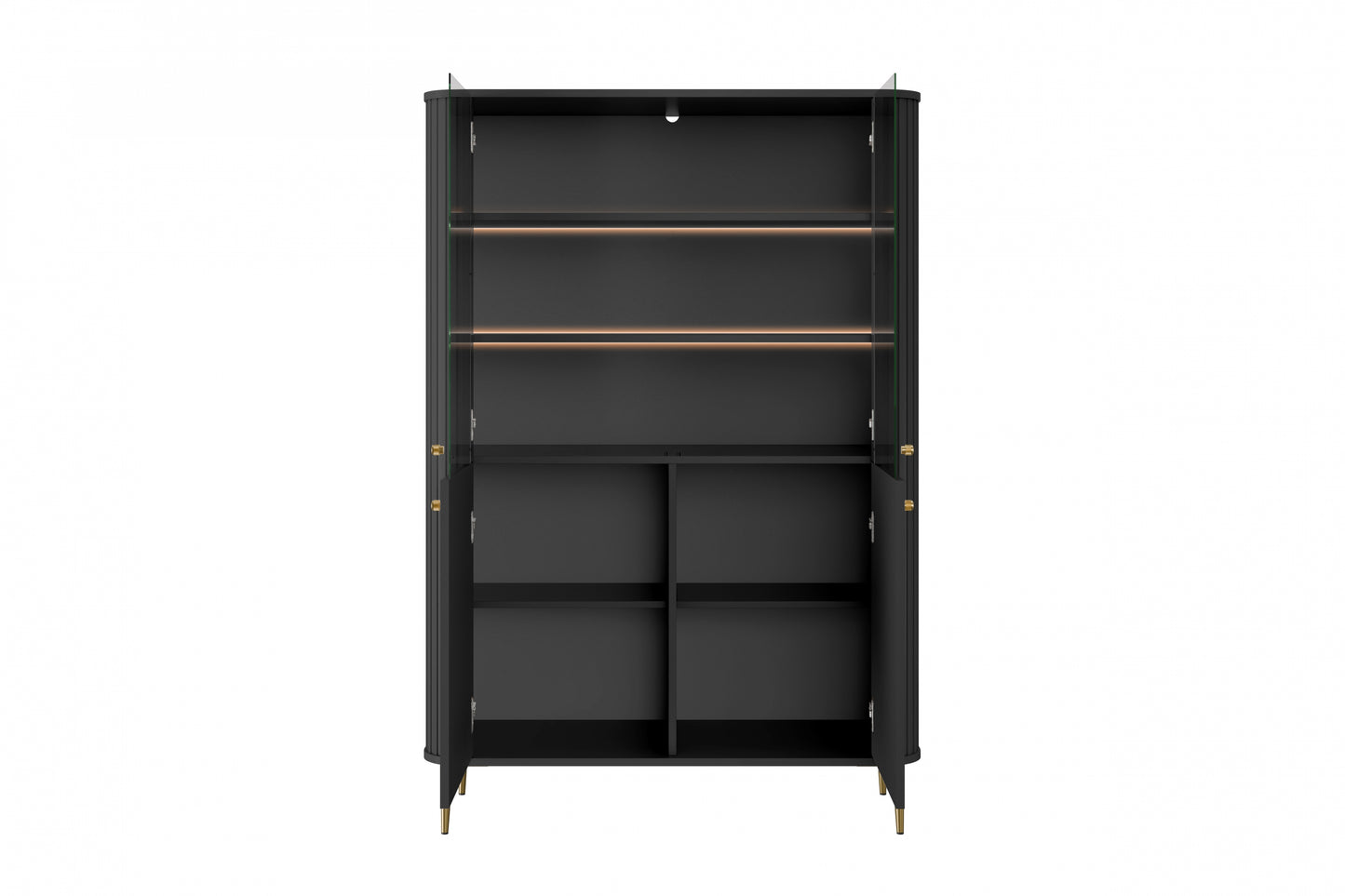 Vitrīnas skapis Vespa 103/156/38 cm melns/zelts - N1 Home