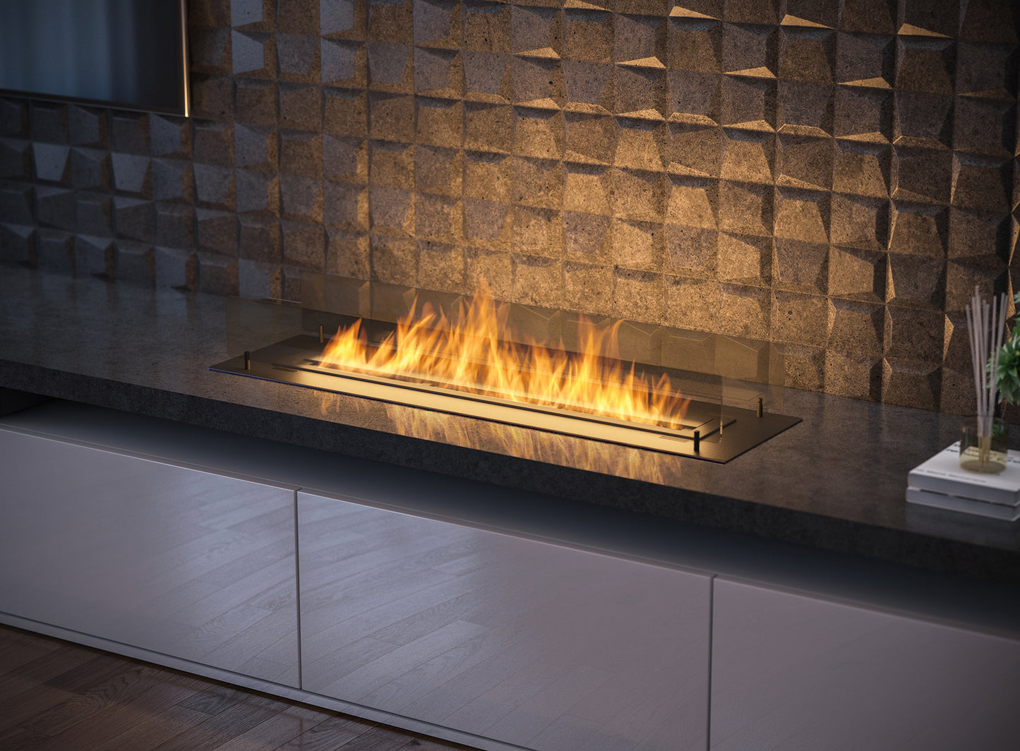 Biokamīns Inser 60/32/550; 100/32/50; 120/32/50 cm melns - N1 Home