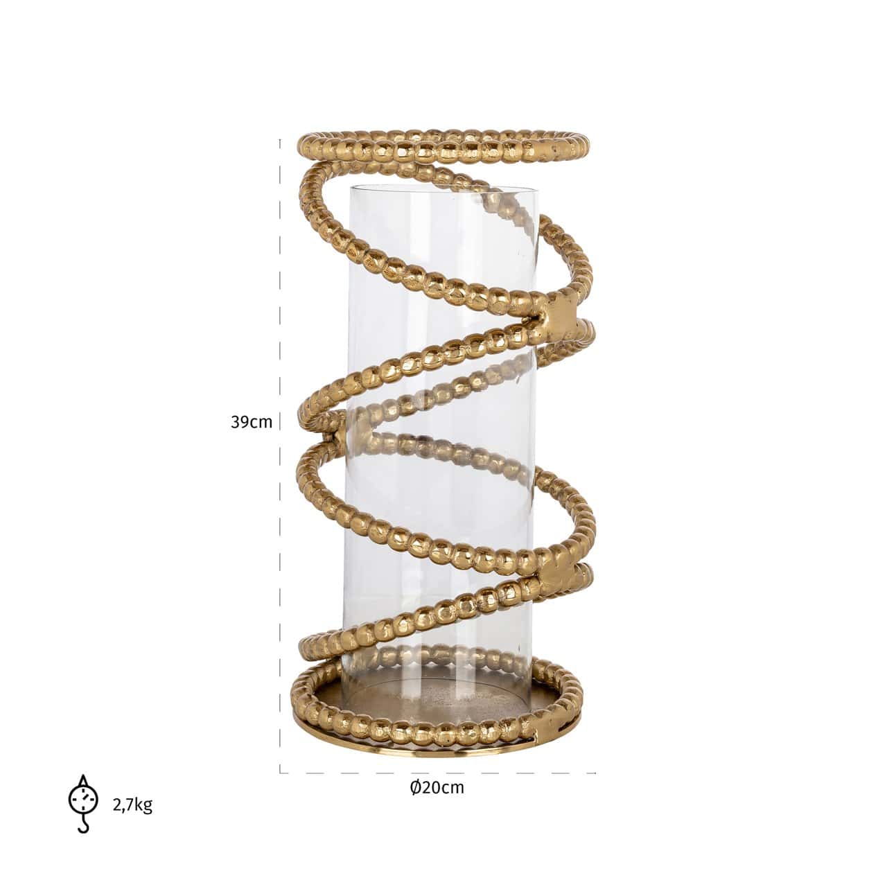 Svečturis Jaden L Richmond Interiors 39/20/20 cm brushed gold