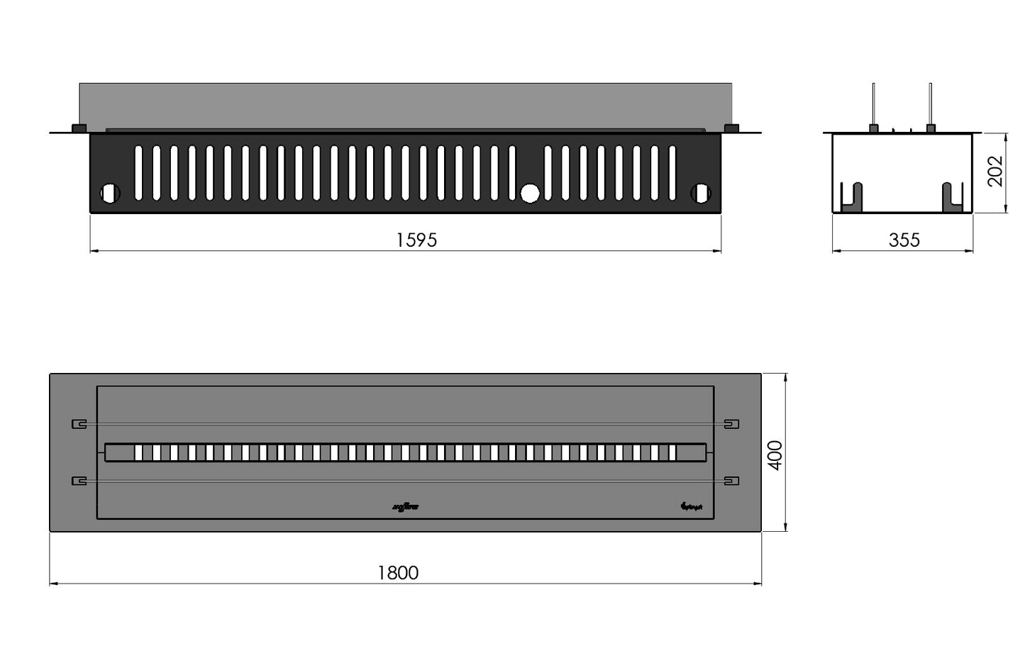 Elektriskais kamīns Infir 180/40/20 cm melns - N1 Home