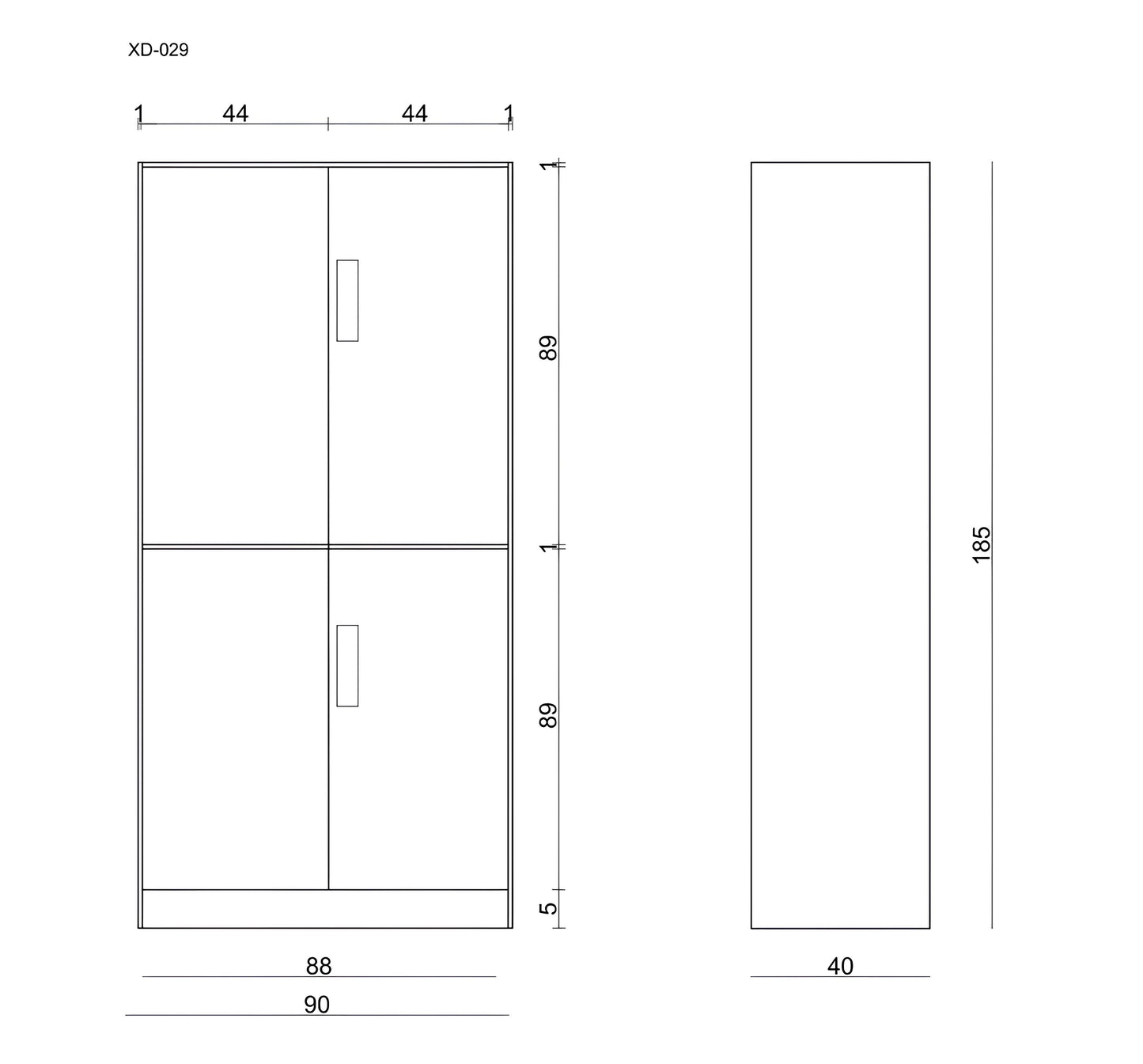 Skapis Uno 185/90/40 cm balts - N1 Home