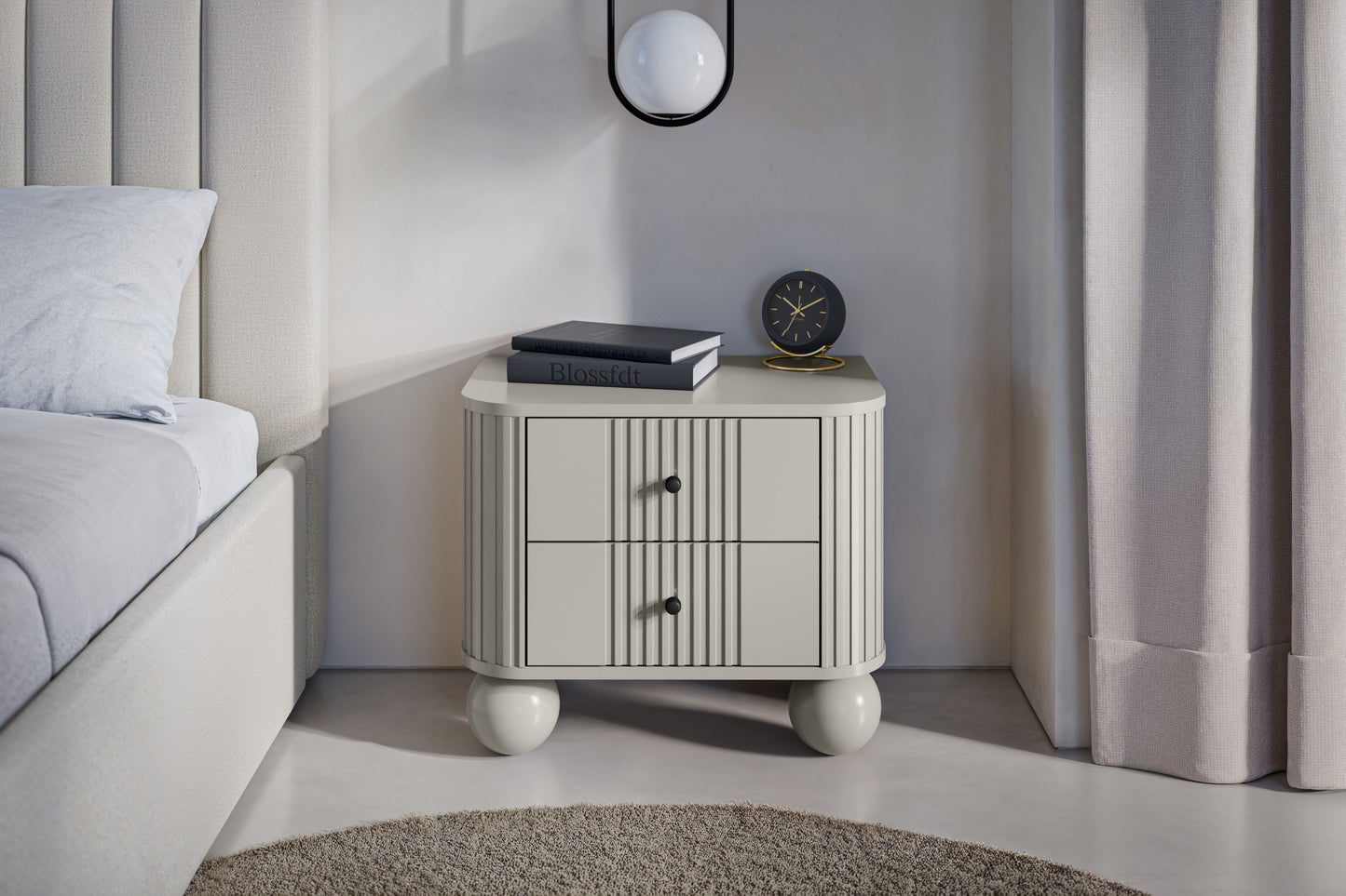 Naktsskapītis (2) Vespa 56/48/38 cm kašmirs/melns - N1 Home