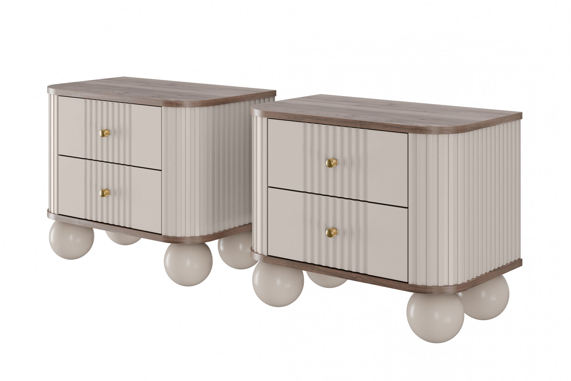 Naktsskapītis (2) Vespa 56/48/38 cm kašmirs/rieksts/zelts - N1 Home