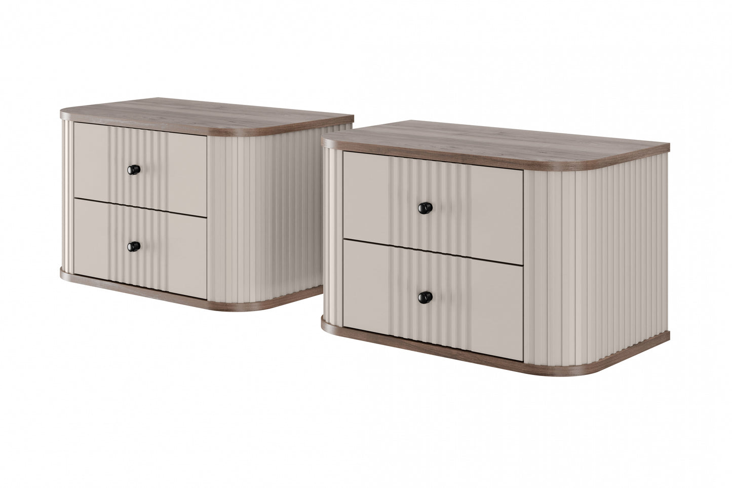 Naktsskapītis (2) Vespa 56/48/38 cm kašmirs/rieksts/melns - N1 Home