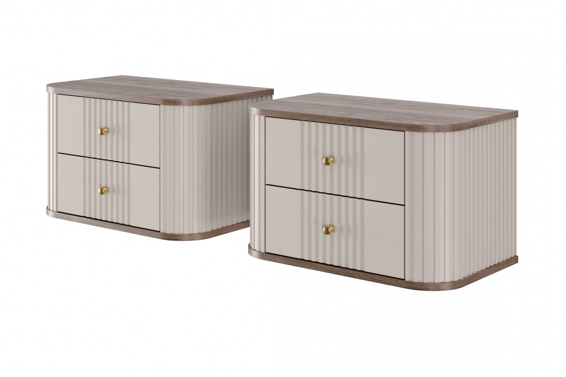 Naktsskapītis (2) Vespa 56/48/38 cm kašmirs/rieksts/zelts - N1 Home