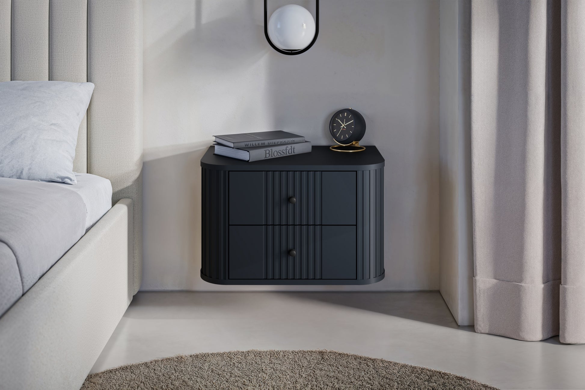 Naktsskapītis (2) Vespa 56/48/38 cm melns/melns - N1 Home