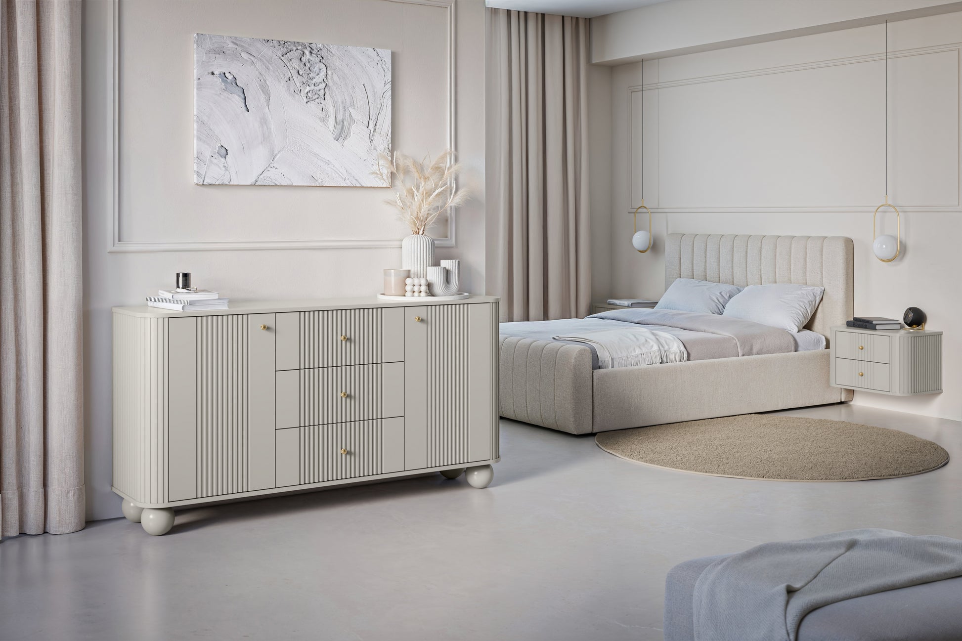 Naktsskapītis (2) Vespa 56/48/38 cm kašmirs/zelts - N1 Home