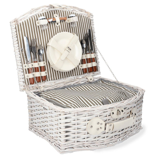 Piknika grozs PIKNIKS 4 personām, balts, 46x38x41 cm - N1 Home