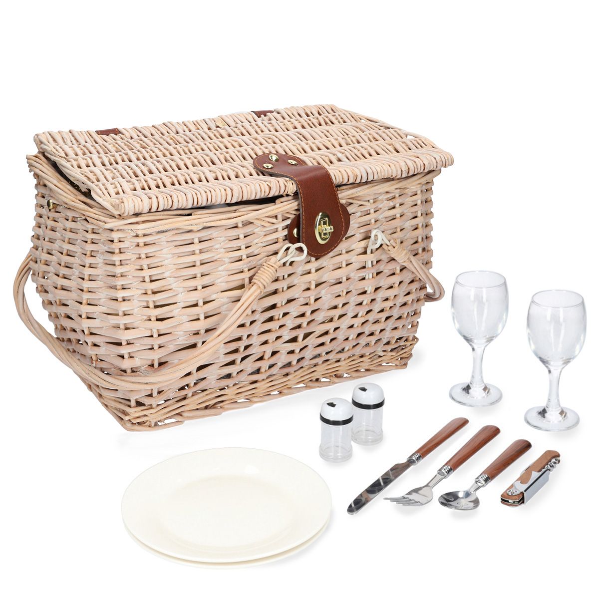 Piknika grozs PIKNIKS 2 personām, dabīgs 38x25x25 cm - N1 Home