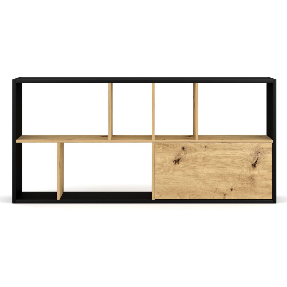 Grāmatu skapis NUORO BLACK/ OAK ARTISAN 75x30x160 cm - N1 Home